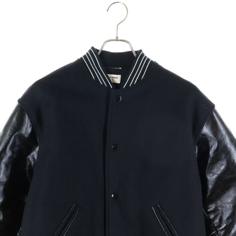 Saint Laurent Paris Leather Sleeve Teddy Jacket Leather Sleeve Teddy Jacket