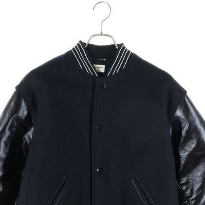 Saint Laurent Paris Leather Sleeve Teddy Jacket Leather Sleeve Teddy Jacket