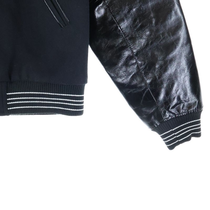 Saint Laurent Paris Leather Sleeve Teddy Jacket Leather Sleeve Teddy Jacket