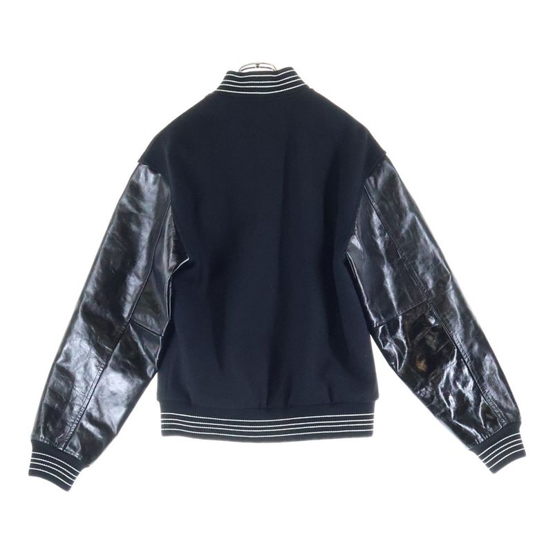 Saint Laurent Paris Leather Sleeve Teddy Jacket Leather Sleeve Teddy Jacket