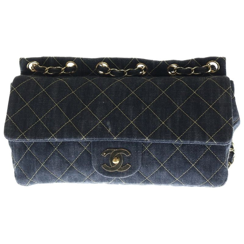 Chanel Denim Matelasse Chain Shoulder Bag Indigo