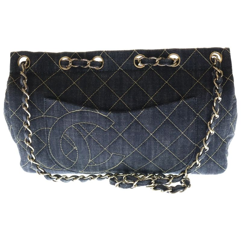 Chanel Denim Matelasse Chain Shoulder Bag Indigo