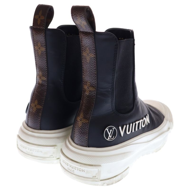 Louis Vuitton LV Squad Line Rubber Logo Monogram Leather Side Gore High Cut