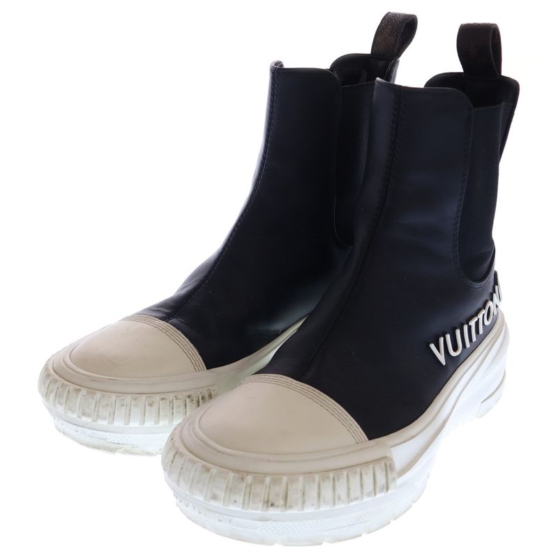 Louis Vuitton LV Squad Line Rubber Logo Monogram Leather Side Gore High Cut