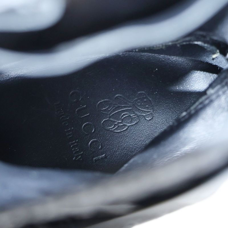 Gucci Micro Gucci Guccissima Leather Side Zip Belt Short Boots Shoes Black Women