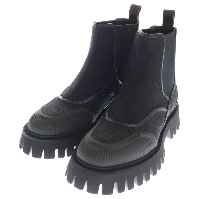 Gucci GG Pattern Side Gore Boots 7397777 Black