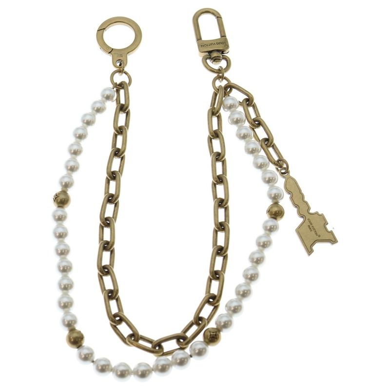 Louis Vuitton Bag Charm Pearl Chain Gold M01689