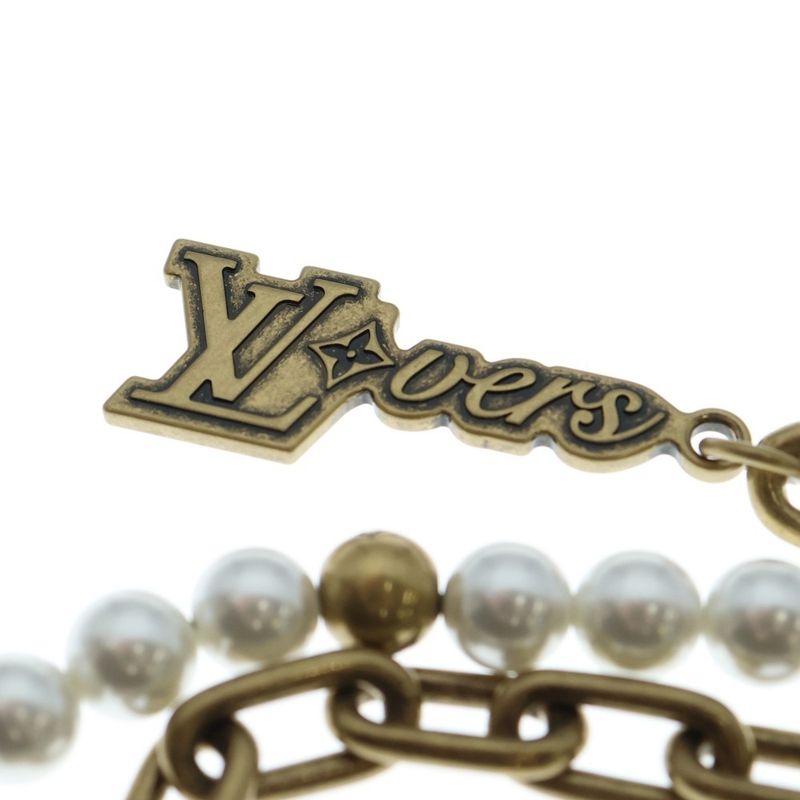 Louis Vuitton Bag Charm Pearl Chain Gold M01689