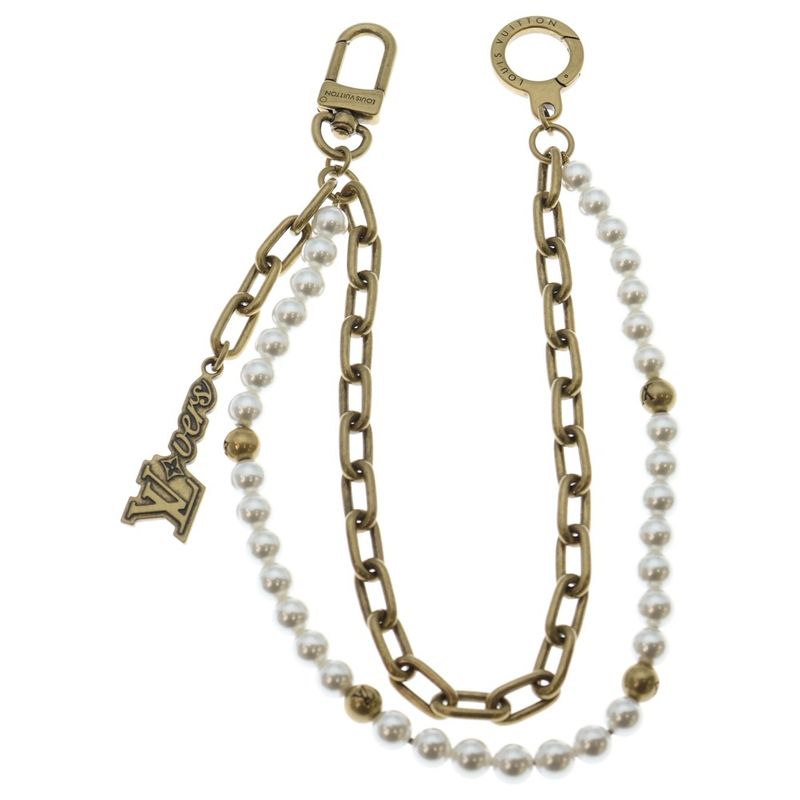 Louis Vuitton Bag Charm Pearl Chain Gold M01689