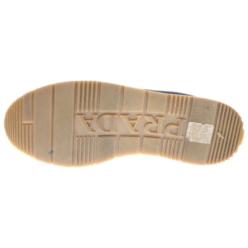 Prada Suede Leather Heeled Loafers Shoes Navy Women's