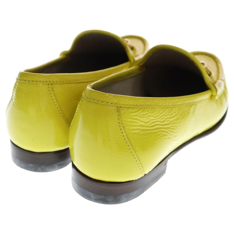 Gucci Horsebit Patent Loafers Low Cut Leather Shoes Yellow