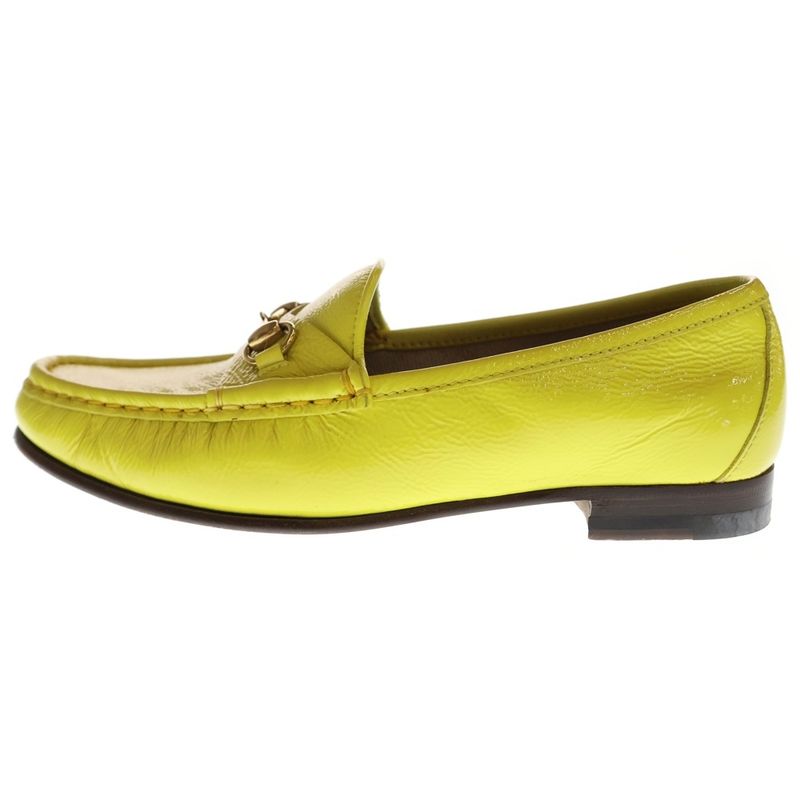 Gucci Horsebit Patent Loafers Low Cut Leather Shoes Yellow