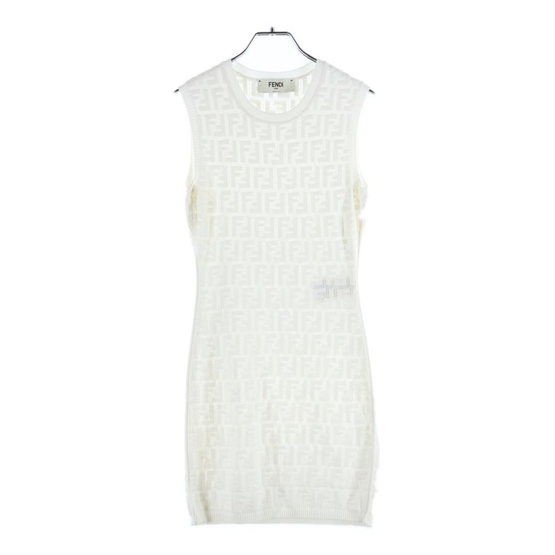 Fendi Knit Dress Ff Logo Knit Dress Sleeveless Shirt White Women Fzda16 Ajtl