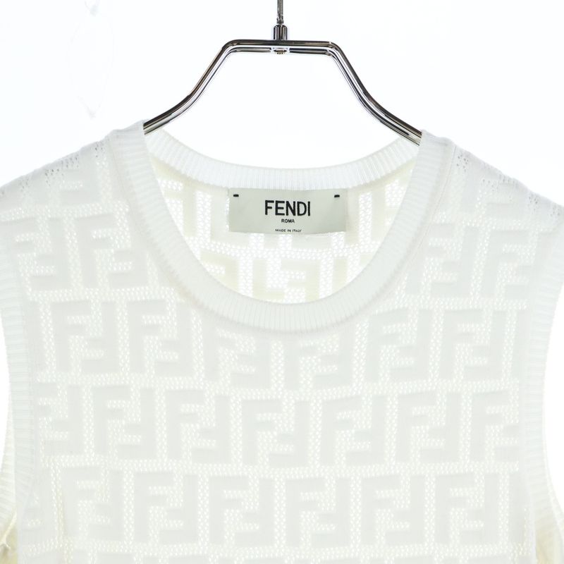 Fendi Knit Dress Ff Logo Knit Dress Sleeveless Shirt White Women Fzda16 Ajtl