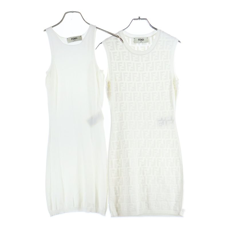Fendi Knit Dress Ff Logo Knit Dress Sleeveless Shirt White Women Fzda16 Ajtl