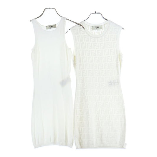 Fendi Knit Dress Ff Logo Knit Dress Sleeveless Shirt White Women Fzda16 Ajtl