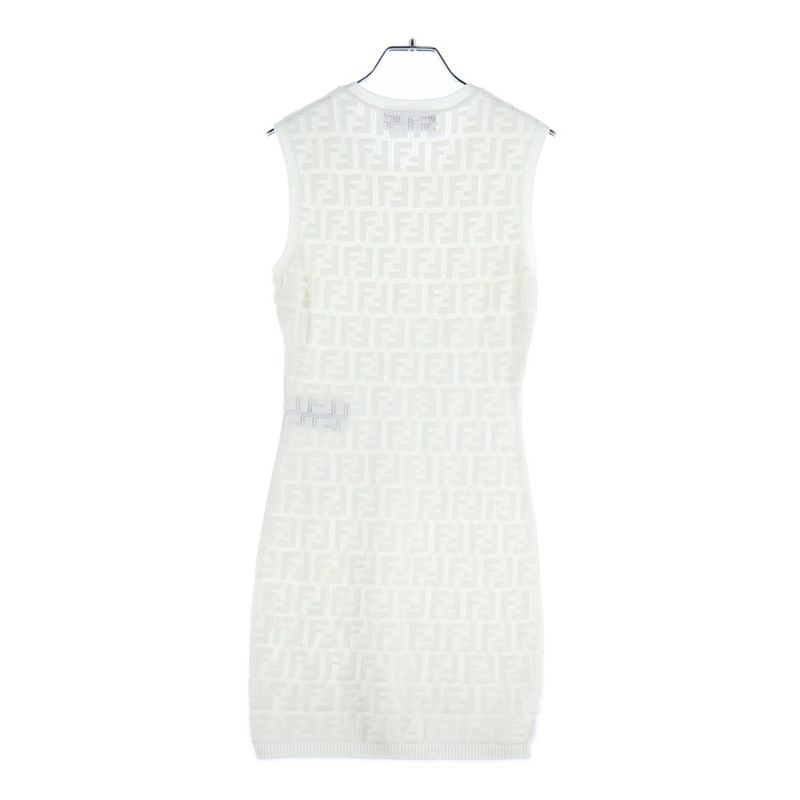 Fendi Knit Dress Ff Logo Knit Dress Sleeveless Shirt White Women Fzda16 Ajtl