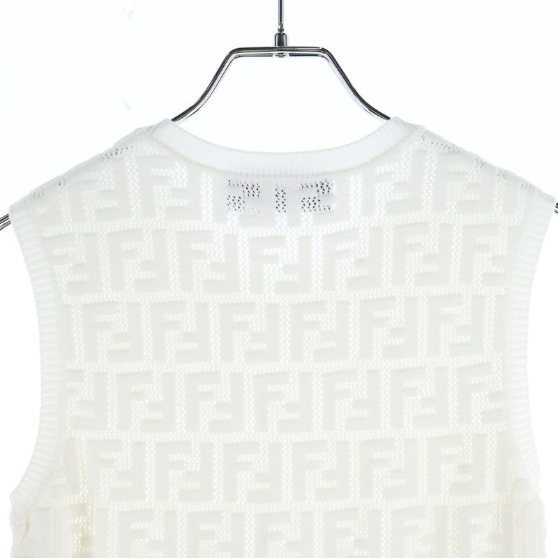 Fendi Knit Dress Ff Logo Knit Dress Sleeveless Shirt White Women Fzda16 Ajtl