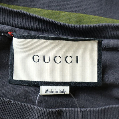 Gucci Black Cat T-Shirt Damaged Short Sleeve T-Shirt Grey 493117 X3i29