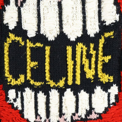 Celine 21ss Mouse Logo Embroidered Crew Neck Knit Sweater Black 2a04l714m