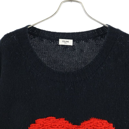 Celine 21ss Mouse Logo Embroidered Crew Neck Knit Sweater Black 2a04l714m