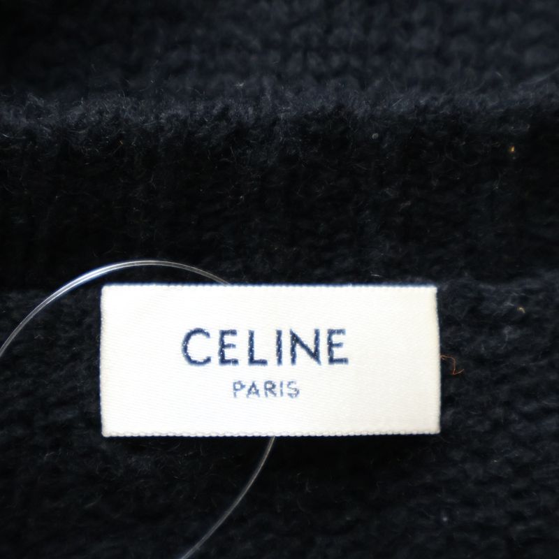 Celine 21ss Mouse Logo Embroidered Crew Neck Knit Sweater Black 2a04l714m