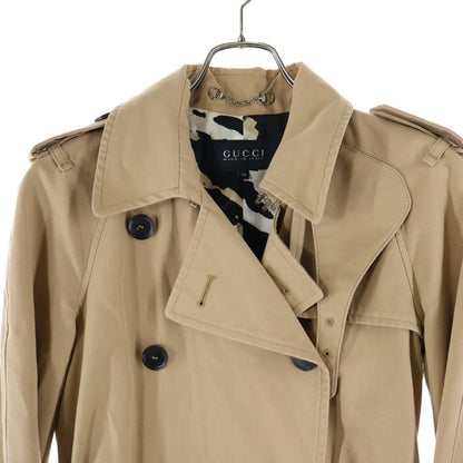 Gucci Lined Cotton Raglan Sleeve Trench Coat Beige 354409