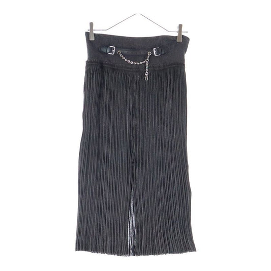 Hermes 23aw Chain Leather Belt Silk Blend Pleated Long Skirt Brown Ladies