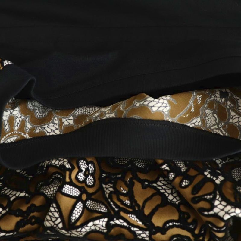 Louis Vuitton Dress Knee Length Cut Silk XL Black Brown Df - Gy57