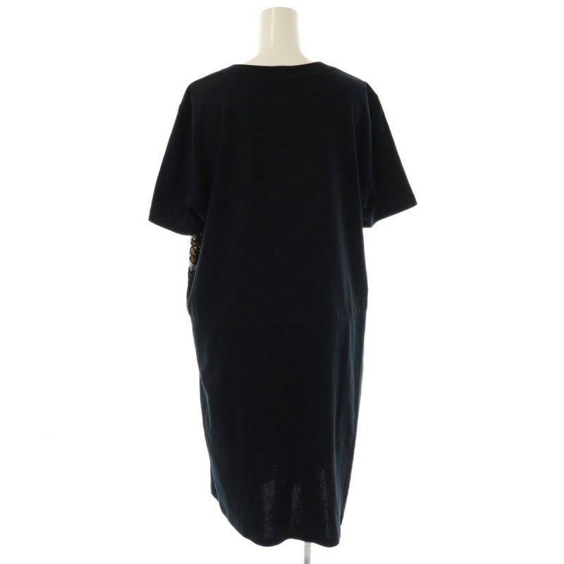 Louis Vuitton Dress Knee Length Cut Silk XL Black Brown Df - Gy57