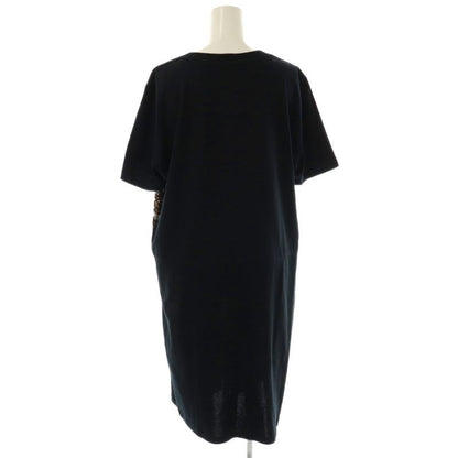 Louis Vuitton Dress Knee Length Cut Silk XL Black Brown Df - Gy57