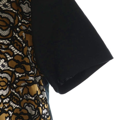 Louis Vuitton Dress Knee Length Cut Silk XL Black Brown Df - Gy57