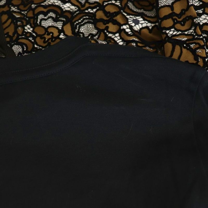 Louis Vuitton Dress Knee Length Cut Silk XL Black Brown Df - Gy57