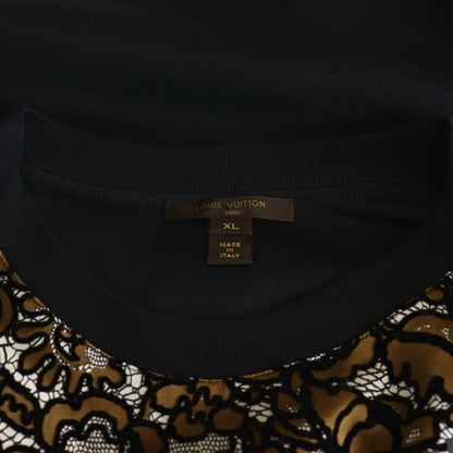 Louis Vuitton Dress Knee Length Cut Silk XL Black Brown Df - Gy57