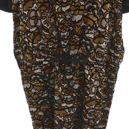 Louis Vuitton Dress Knee Length Cut Silk XL Black Brown Df - Gy57