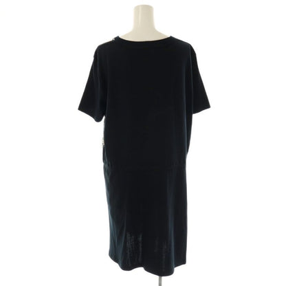 Louis Vuitton Monogram Dress Knee Length Cut Short Sleeves 40 Black White Df