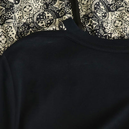 Louis Vuitton Monogram Dress Knee Length Cut Short Sleeves 40 Black White Df