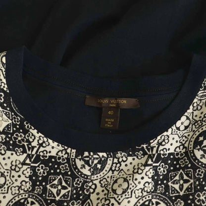 Louis Vuitton Monogram Dress Knee Length Cut Short Sleeves 40 Black White Df