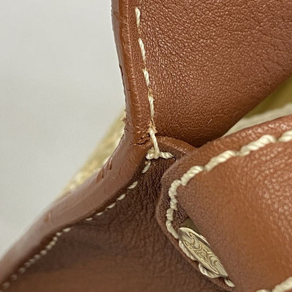 Celine Shoulder Bag Triomphe Canvas Leather Beige Brown Gold Hardware Women