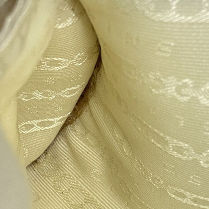 Celine Shoulder Bag Triomphe Canvas Leather Beige Brown Gold Hardware Women