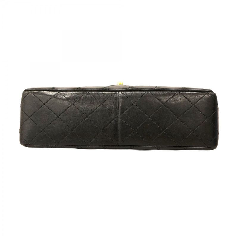 Chanel Shoulder Bag Matelasse Lambskin Black Gold Hardware Women