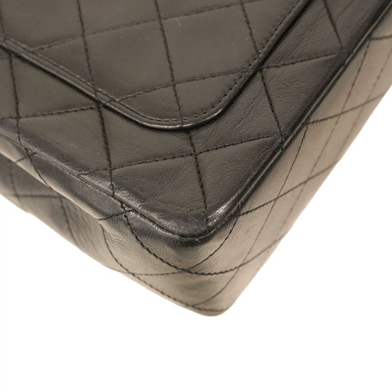 Chanel Shoulder Bag Matelasse Lambskin Black Gold Hardware Women