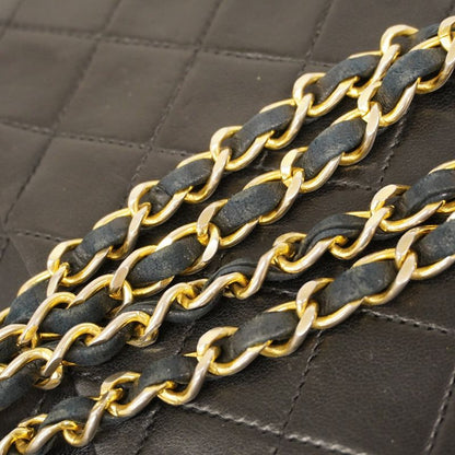 Chanel Shoulder Bag Matelasse Lambskin Black Gold Hardware Women