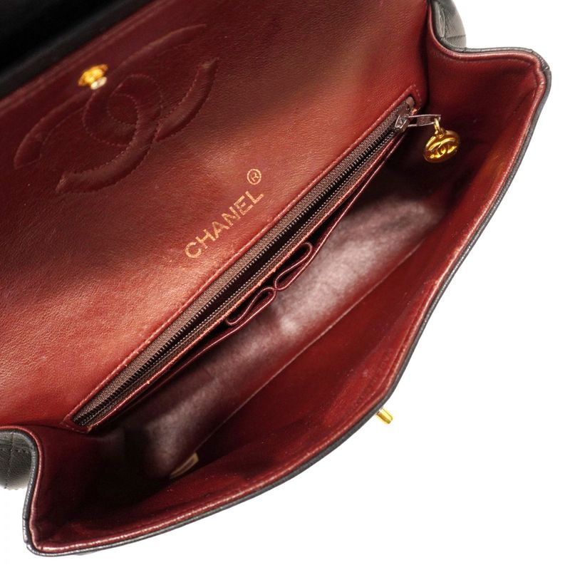 Chanel Shoulder Bag Matelasse Lambskin Black Gold Hardware Women