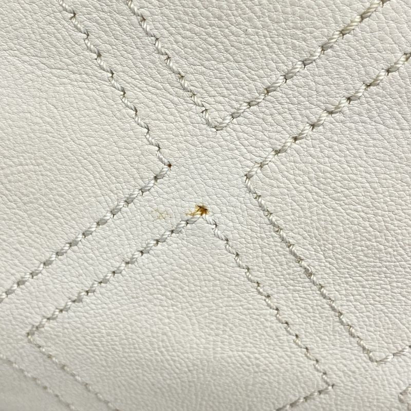 Chanel Shoulder Bag Leather White Silver Hardware Women