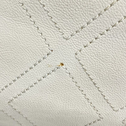 Chanel Shoulder Bag Leather White Silver Hardware Women