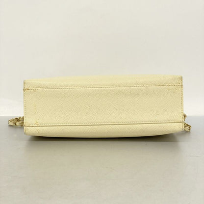 Chanel Shoulder Bag Caviar Skin Cream Gold Hardware Women