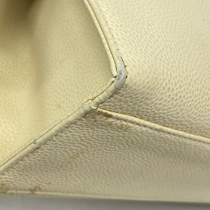 Chanel Shoulder Bag Caviar Skin Cream Gold Hardware Women