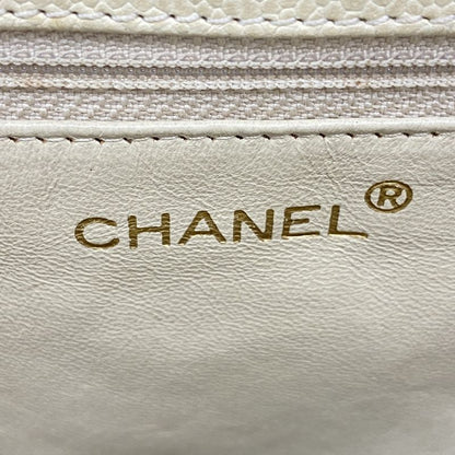 Chanel Shoulder Bag Caviar Skin Cream Gold Hardware Women