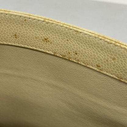 Chanel Shoulder Bag Caviar Skin Cream Gold Hardware Women